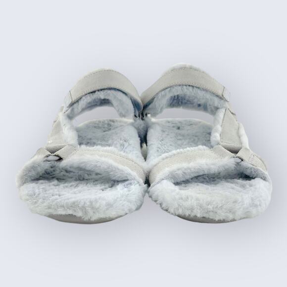 Vionic Viva Blue Faux Fur & Leather Fluffy Strappy Adjustable Comfort Sandal 9.5 - Picture 2 of 8